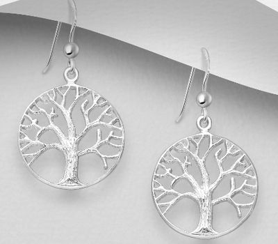 925 Sterling Silver Tree Of Life Hook Earrings