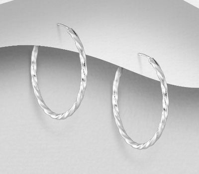 925 Sterling Silver Twist Hoop Earrings