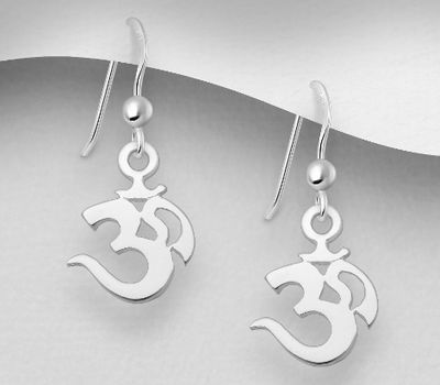 925 Sterling Silver Om Sign Hook Earrings