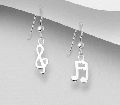 925 Sterling Silver Musical Notes Earrings