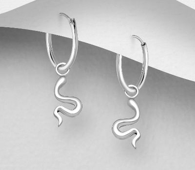 925 Sterling Silver Snake Hoop Earrings
