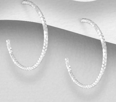 925 Sterling Silver Semi-Circle Push-Back Earrings