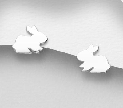 925 Sterling Silver Rabbit Push-Back Earrings