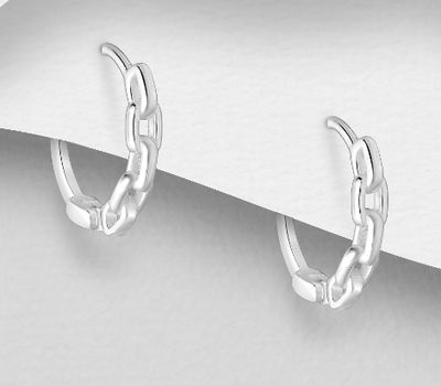 925 Sterling Silver Links Hoop Earrings