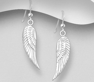 925 Sterling Silver Wings Hook Earrings