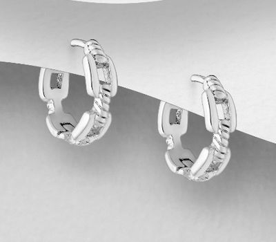 925 Sterling Silver Links Hoop Earrings