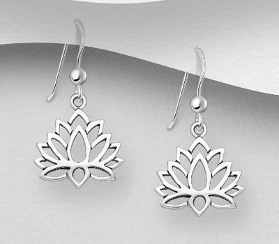 925 Sterling Silver Lotus Hook Earrings