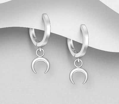 925 Sterling Silver Horn Hoop Earrings