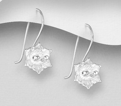 925 Sterling Silver Flower Hook Earrings