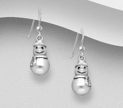 Malın səhifəsinə keç 925 Sterling Silver Oxidized Snowman Hook Earrings
