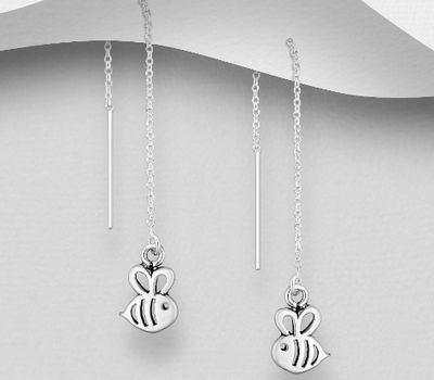 925 Sterling Silver Bee Threader Earrings