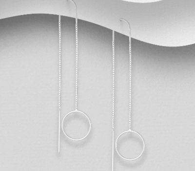 925 Sterling Silver Circle Threader Earrings