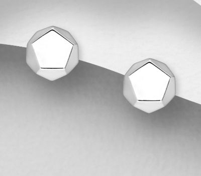 Malın səhifəsinə keç 925 Sterling Silver Hexagon Push-Back Earrings