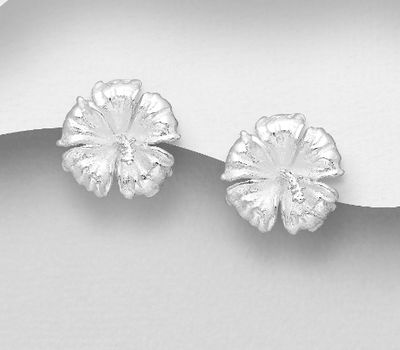 925 Sterling Silver Hibiscus Push-Back Earrings