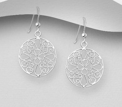 Malın səhifəsinə keç 925 Sterling Silver Circle Swirl Filigree Hook Earring