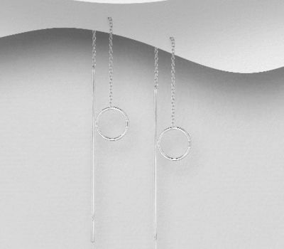 925 Sterling Silver Circle Threader Earrings