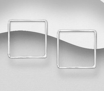 925 Sterling Silver Square Push-Back Earrings