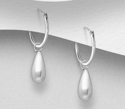 925 Sterling Silver Hoop And Drop charm Earrings