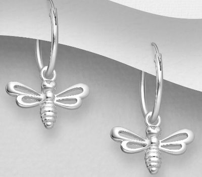 Malın səhifəsinə keç 925 Sterling Silver Bee Hoop Earrings