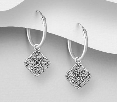 Malın səhifəsinə keç 925 Sterling Silver Oxidized Swirl Hoop Earrings