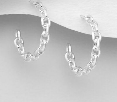 925 Sterling Silver Links Push-Back Earrings