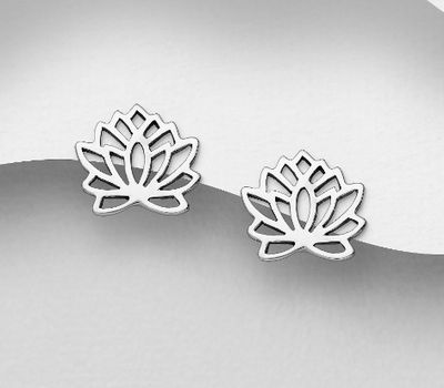 925 Sterling Silver Lotus Push-Back Earrings