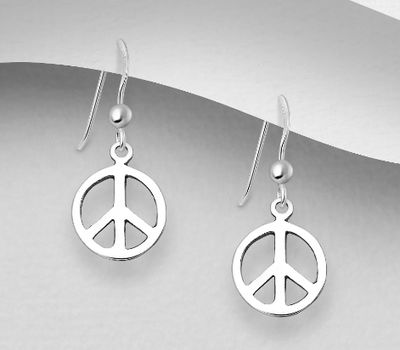 Malın səhifəsinə keç 925 Sterling Silver Peace Symbol Hook Earrings