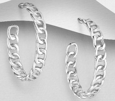 925 Sterling Silver Links Push-Back Earrings