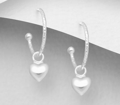 925 Sterling Silver Heart Push-Back Earrings