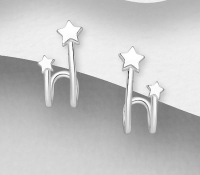 925 Sterling Silver Star Push-Back Earrings