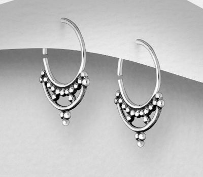 Malın səhifəsinə keç 925 Sterling Silver Oxidized Hoop Earrings