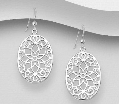 Malın səhifəsinə keç 925 Sterling Silver Filigree Hook Earrings
