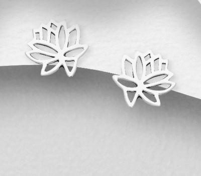 Malın səhifəsinə keç 925 Sterling Silver Lotus Push-Back Earrings