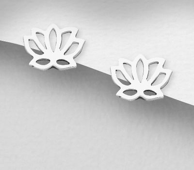 925 Sterling Silver Lotus Push-Back Earrings