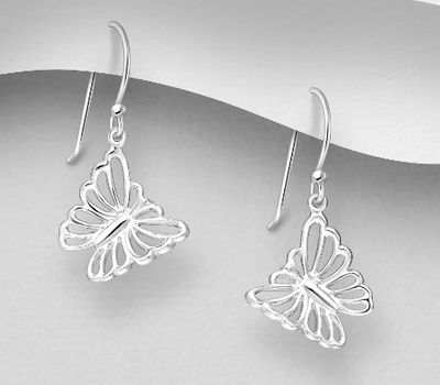925 Sterling Silver Butterfly Hook Earrings