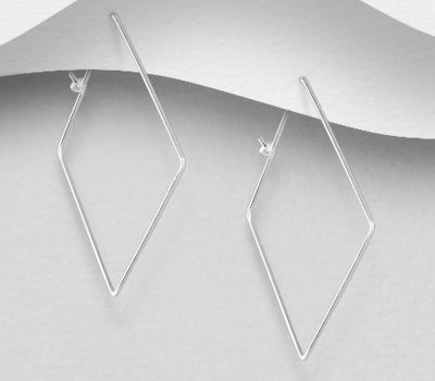 925 Sterling Silver Rectangle Hoop Earrings