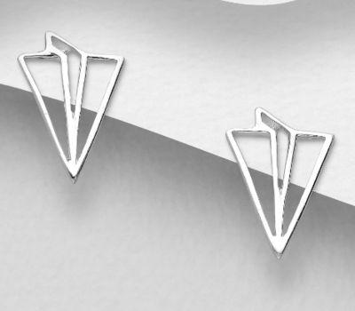 925 Sterling Silver Origami Airplane Push-Back Earrings