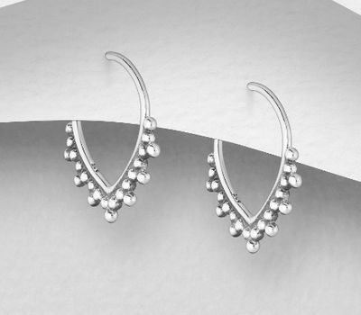 Malın səhifəsinə keç 925 Sterling Silver Droplet Hoop Earrings, Featuring Ball Design