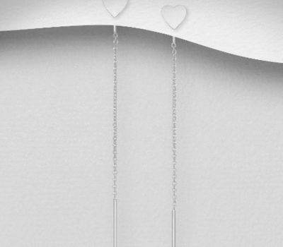 925 Sterling Silver Heart Threader Earrings