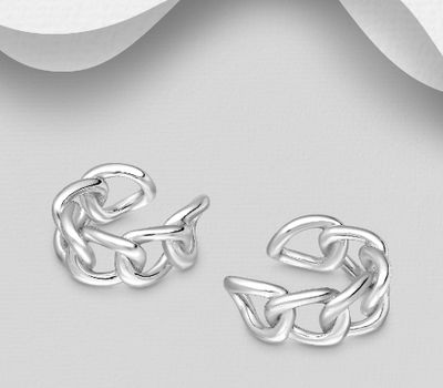 925 Sterling Silver Links Ear Cuffs