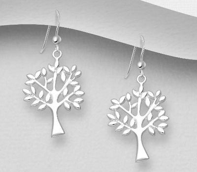 925 Sterling Silver Tree of Life Hook Earrings