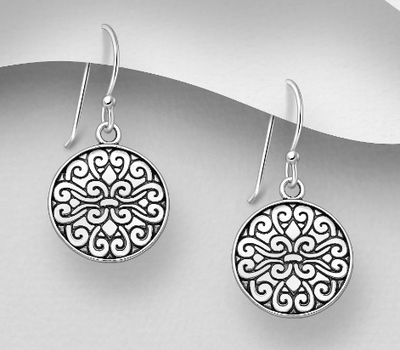 Malın səhifəsinə keç 925 Sterling Silver Oxidized Swirl Hook Earrings