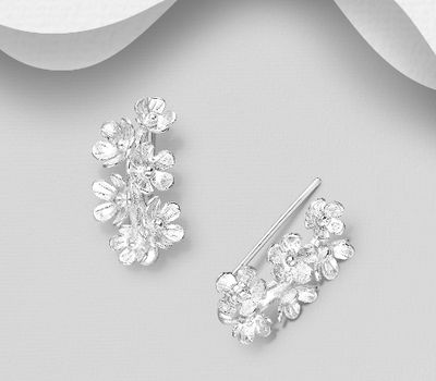 925 Sterling Silver Flower Ear Pins