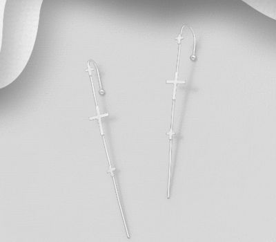 925 Sterling Silver Cross Ear Pin Cuffs