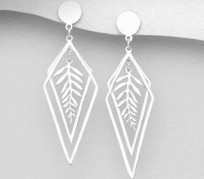 925 Sterling Silver Leaf Push-Back Earrings