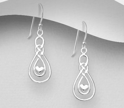 925 Sterling Silver Heart and Infinity Hook Earrings