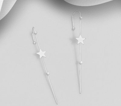 925 Sterling Silver Star Ear Pin Cuffs