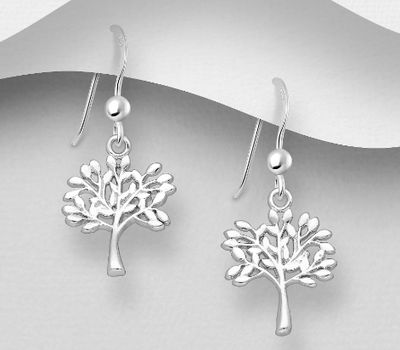 925 Sterling Silver Tree of Life Hook Earrings
