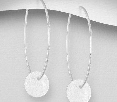 925 Sterling Silver Hoop Earrings with Circle Charm