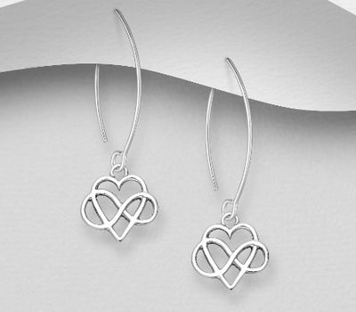 Malın səhifəsinə keç 925 Sterling Silver Heart and Infinity Hook Earrings
